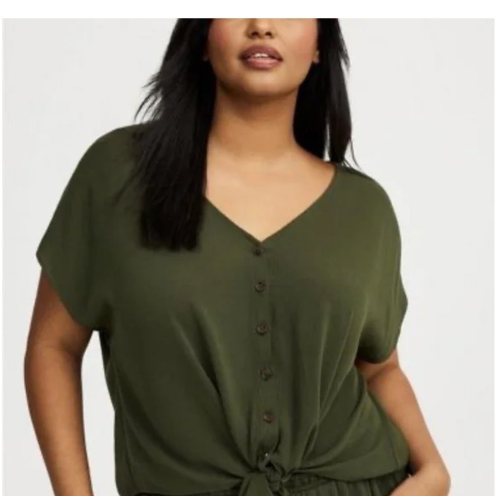 Torrid Dark Green Button-Down Women's Top
